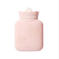 Cute Safe 340ML Silicone Hot Water Bottle Hot Water Bag Pain Cold Knit Cover Mini Style Gift Box (Color : Pink)