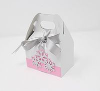 All About Details™ Snowflakes Favor Boxes, 10sets, Winter Theme Gift Box, Gable Box (Light Pink & Silver)