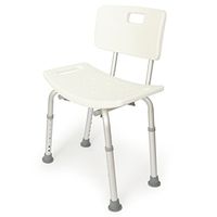 Deluxe Shower Seat with Back. Adjustable Legs and Anti-Slip Rubber Feet. 300lbs Capacity. Tool Free Assembly.