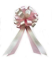 Pink and Silver Pull Bows - 8" Wide, Set of 6, Valentine's Day, Easter, Wedding Pew Bows, Reception, Anniversary, Birthday, Party Decoration, Gift Basket, Christmas, Fundraiser, Presents, Classroom
