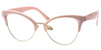 SOOLALA Womens Large Half Frame Cat Eye Reading Glass Unique Eyeglass Frame, Pink, 1.0