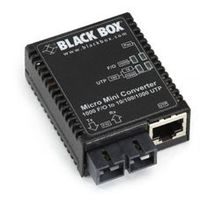 Black Box Micro Mini Media Converter, 10-/100-/1000-Mbps Copper to 1000-Mbps Duplex Fiber