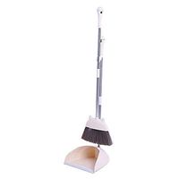 Broom and Dustpan With Long Handle Telescopic Up Upright Natural Rubber Extra Long Handle Broom and Dustpan Soft Brush Magic Non-stick Hair Broom Set Used for Lobby Floor Toilet Garden