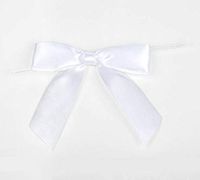 7/8" White Pre-Tied Bow (100 Pieces) - CB-BOW7WH