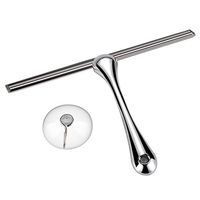 Window Squeegee, Stainless Steel Shower Wiper Glass Wiper Blades Scraper Cleaner, for Bathroom Floor Mirror Car Window Glass, with Suction Hook