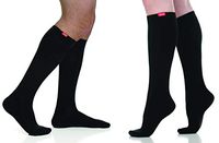 VIM & VIGR 20-30 mmHg Medical Grade Compression Socks for Women & Men (Solid Black Cotton, L/XL Wide Calf)