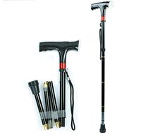 HQYHCP Crutch Folding Cane, Smart Cane Aluminum Walker Lighting with Light Alarm Anti-Slip Elderly Cane