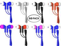 Bulk Earbuds 50 Pack Multi colored For Classroom, 8 Assorted Colors, Silicone Tips, Individually Bagged, Universal Compatibility, Perfect for Resale, Churches, Camps, Schools, Gyms, Hotels, Museums