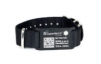 Dynotag® Web Enabled Smart Military Style Anodized Aluminum Medical ID and Emergency Contact Information with DynoIQ™ Includes Adjustable Wristband (6.1"-8.66" Dia.) (Black on Black)
