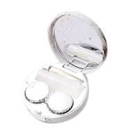 Rabate Fashion Creative Round Marble With Tweezers Mirror Contact Lens Case Eyeglass Cases