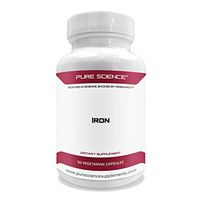 Pure Science Iron (as Ferrous Sulfate) 65mg with 5mg BioPerine (Natural Bioavailability Enhancer for better absorption) - Essential Iron Supplement for Women and Men, Combats Iron Deficiency Anemia