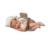 Newborn Photography Props Baby Boy Knitted Outfits Crochet Photo Hat Pants Set Animal (Sheep)