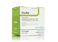 RiteFix Non-Woven Dressing Retention Tape - 2" x 11 yds - with Easy Release S-Curve Liner for Convenient Application, Moisture and Air Permeable, Hypoallergenic Adhesive, Non Sterile, Latex Free