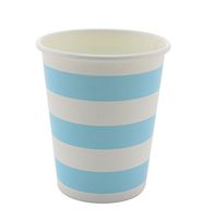 YouMeBest Disposable Paper Cups Striped Blue 9oz 60Count