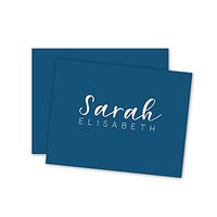 Solid Color Personalized Note Cards - Navy