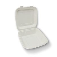 Stalkmarket 100% Compostable Sugar Cane Fiber Hinged Container, Large 1-Compartment, 200-Count Case