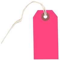 JAM PAPER Gift Tags with String - Small - 3 1/4 x 1 5/8- Neon Pink - Bulk 100/Pack