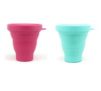 Dandelion Cup Sanitation Container to Clean Menstrual Cup, Set of 2 - Raspberry and Seaglass