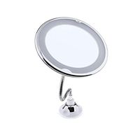 LED Makeup Mirror with Suction Cup 10X Lighted Magnifying Glass Magnifier with Gooseneck Lengthened Metal Hose Round Desktop Portable Vanity Mirror with Lights