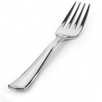 Kaya 24 Piece Disposable Elegant Plastic Forks, Silver