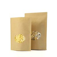 High Barrier Natural Kraft Paper Stand Up Zipper Coffee Pouch Bag with Clear Window Tear Notch Heat Seal Brown Paper Ziplock Zip Lock Food Packaging Bag Doypack Resealable (500, 15x22cm (5.9x8.7in))