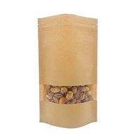 Sealable Bags, Brown Kraft Paper Bag Stand up Zipper Resealable Stand Up Food Grade Coffee Valve Bags Pouches with Window (Pack of 50) (6.3"10.2", Brown)