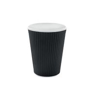 Rippled Paper Coffee Cup (Case of 25), PacknWood - Disposable Hot Cocoa Drink Cups (12 oz, 3.5" x 4.25") PK210GCR12N