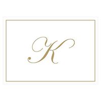Caspari Gold Embossed Initials Boxed Note Cards in Letter K, 32 Cards & Envelopes