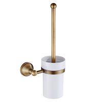MonkeyJack Bathroom Accessories Groove Clean Brass Antique Toilet Brush Holder with Cup