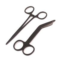 LAJA IMPORTS Heavy Duty All Black Lister Bandage Trauma Shears Scissors + Hemostat Forceps Straight Premium Quality (4.5" Scissors + 5" Straight Hemostat)