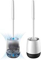 Daveyspa White Toilet Brush and Holder Set, Silicone Bathroom Toilet Bowl Brush Set, No Scratch Soft Toilet Cleaner Brush