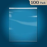 100 Count - 10" x 13" Self Seal Clear Cello Cellophane Resealable Plastic Poly Bags for Prints, Photos, Documents, Clothing, T-Shirt
