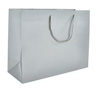 16 x 6 x 12" Silver Gloss - 100 Pack |Heavy Duty Standard Original Style Paper Tote Bag Set | Perfect for Gifts, Party, Baby Shower, Kid’s Birthdays, Weddings, Lunch & More
