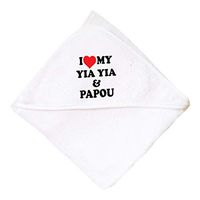 I Love My Yia Yia And Papou Boys-Girls Cotton Baby Hooded Towel - White, One Size