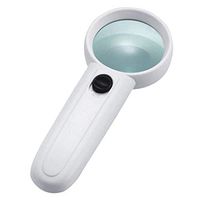 Handheld Magnifier HJBH Handheld Magnifier - 5X LED Light Amplifier Mirror Optical HD Glass Lens Applicable Reading Elderly Low Vision - White Multifunctional Modern Magnifying Glass Series