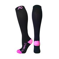ACTINPUT Compression Socks (20-30mmHg) for Men & Women - Best Stockings for Running, Medical, Athletic, Edema, Diabetic, Travel, Pregnancy (Large, Black/Pink)