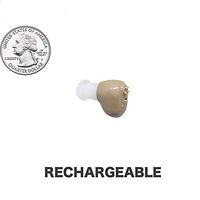 Large Quarter Sized,Beige Color, 2-Pack, in The Canal (ITC), New Digital Hearing Ear Amplifier Kit by EASYUSLIFE, Rechargeable and Interchangeable, Adjustable Control, Suitable for Men and Women