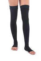 Jomi Compression, Unisex, Thigh High Collection, 20-30mmHg Surgical Weight Open Toe 241 (Large, Black)