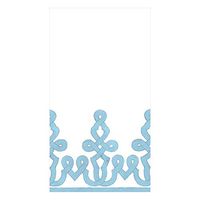 Caspari Dessin Passementerie Paper Linen Guest Towel Napkins in Stone Blue - Two Packs of 12