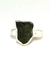 Moldavite Ring - Raw Rough - Polished Sterling Silver - R1805