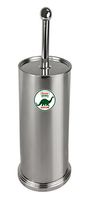The Furniture Cove Stainless Steel Finish Toilet Brush with Holder Featuring Your Favorite Vintage Gas Logo Vinyl Decal (Dino Gas)