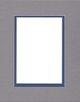 Pack of (5) 11x14 Double Acid Free White Core Picture Mats Cut for 8.5x11 Pictures in Ocean Grey and Royal Blue
