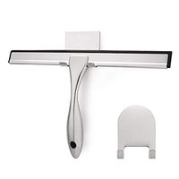 Alotpower Shower Squeegee, Stainless Steel Shower Squeegee Cleaner Glass Wiper for Shower Doors, Bathroom, Window and Car Glass, 10 Inches (2 Adhesive Hooks)