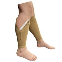 Presadee NEW BIG TALL Calf Sleeve With Zipper 20-30 mmHg Compression Extra Wide Shin Energize Leg Swelling Circulation (Beige, 4XL)