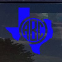 Texas Custom Circle Monogram Initials Vinyl Decal Sticker for Cars YETI Cup Laptop (5"x5", Blue)