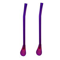 Hot Sale! Hongxin Eco-Friendly Stainless Steel Drinking Straw Spoon Yerba Mate Straw Colorful Filter Straw Multi-Purpose Pipette Spoon Creative Gift (Purple)