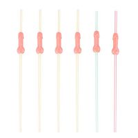 Amosfun 6PCS Bachelorette Party Penis Drinking Straws Disposable Little Bird Cocktail Pipette Set Hen Party Table Decorations