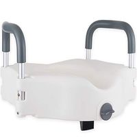 Medokare Raised Toilet Seat Riser - 4.5" Standard Toilet Seat Risers for Elderly, Portable Handicap Toilet Seat with Handles, Disabled Elevated Riser Seat with Arms