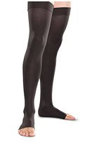 Therafirm Open-Toe Thigh High Stockings - 20-30mmHg Moderate Compression Support Nylons (Black, XXL)