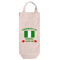 Somebody In Nigeria Loves Me Cotton Canvas Wine Bag Tote With Handles Wine Bag